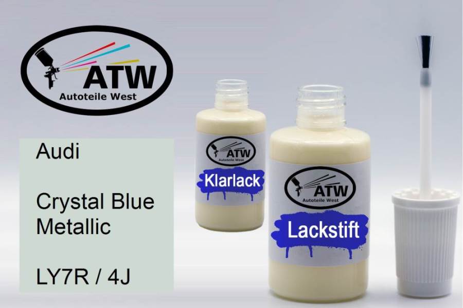 Audi, Crystal Blue Metallic, LY7R / 4J: 20ml Lackstift + 20ml Klarlack - Set, von ATW Autoteile West.